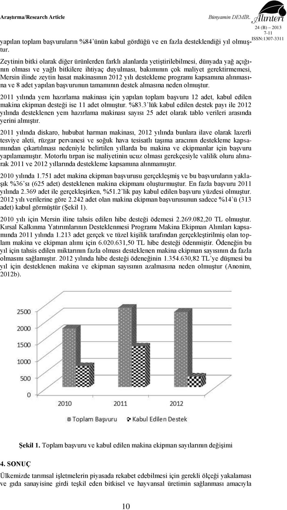 zeytin hasat makinasının 2012 yılı destekleme programı kapsamına alınmasına ve 8 adet yapılan başvurunun tamamının destek almasına neden olmuştur.