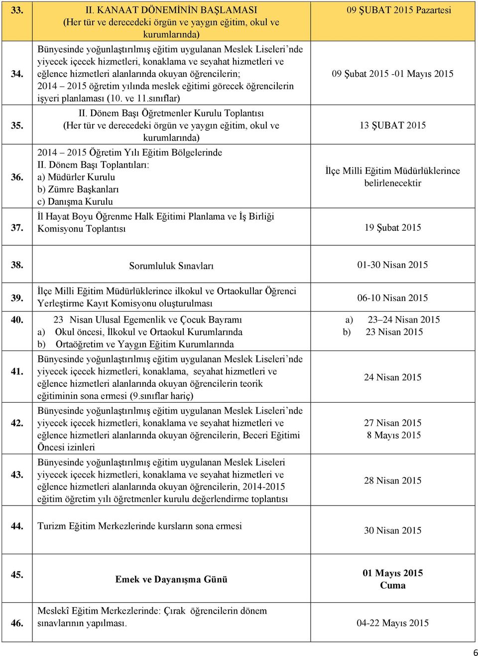 yılında meslek eğitimi görecek öğrencilerin işyeri planlaması (10. ve 11.sınıflar) II.