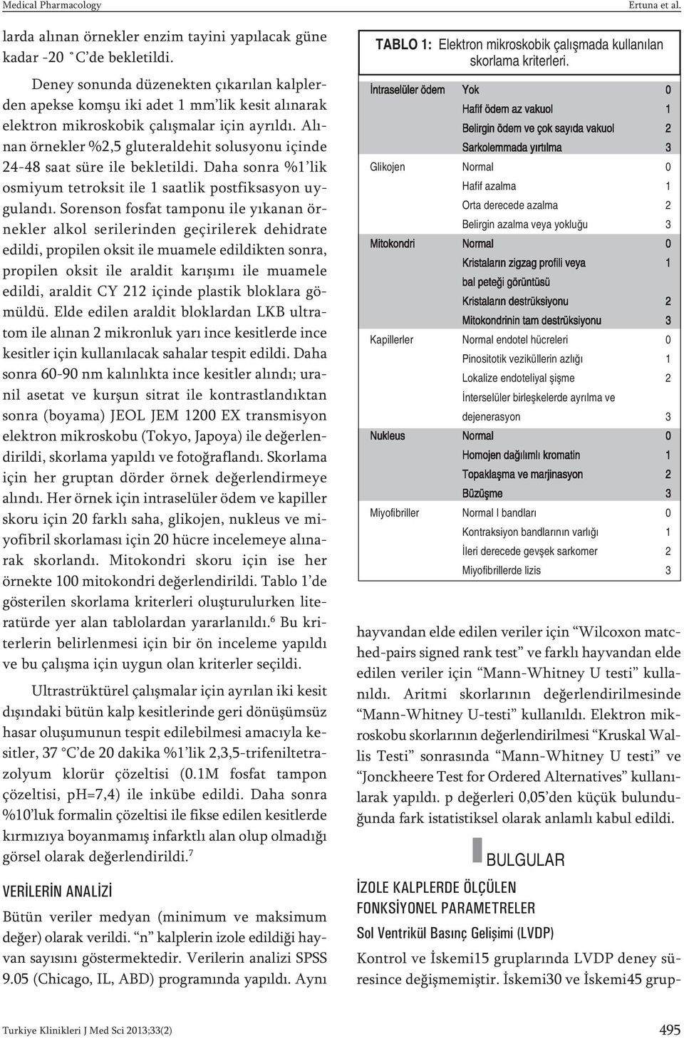 Alınan örnekler %2,5 gluteraldehit solusyonu içinde 24-48 saat süre ile bekletildi. Daha sonra %1 lik osmiyum tetroksit ile 1 saatlik postfiksasyon uygulandı.