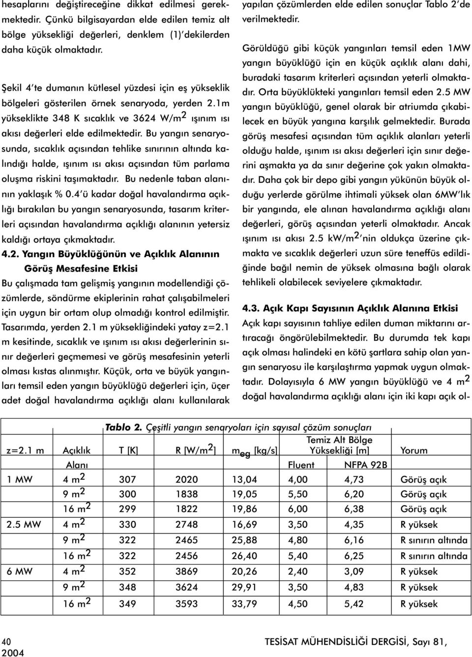 Bu yangýn senaryosunda, sýcaklýk açýsýndan tehlike sýnýrýnýn altýnda kalýndýðý halde, ýþýným ýsý akýsý açýsýndan tüm parlama oluþma riskini taþýmaktadýr. Bu nedenle taban alanýnýn yaklaþýk % 0.