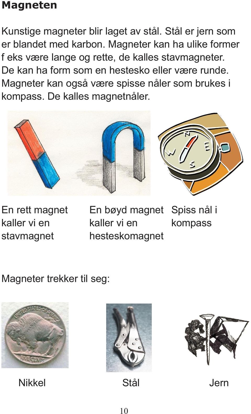 De kan ha form som en hestesko eller være runde. Magneter kan også være spisse nåler som brukes i kompass.