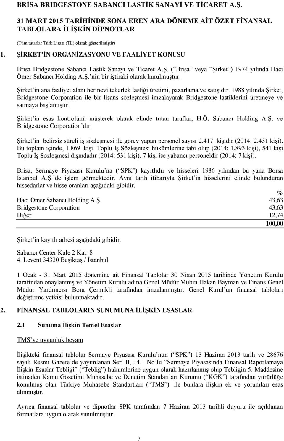 1988 yılında Şirket, Bridgestone Corporation ile bir lisans sözleşmesi imzalayarak Bridgestone lastiklerini üretmeye ve satmaya başlamıştır.