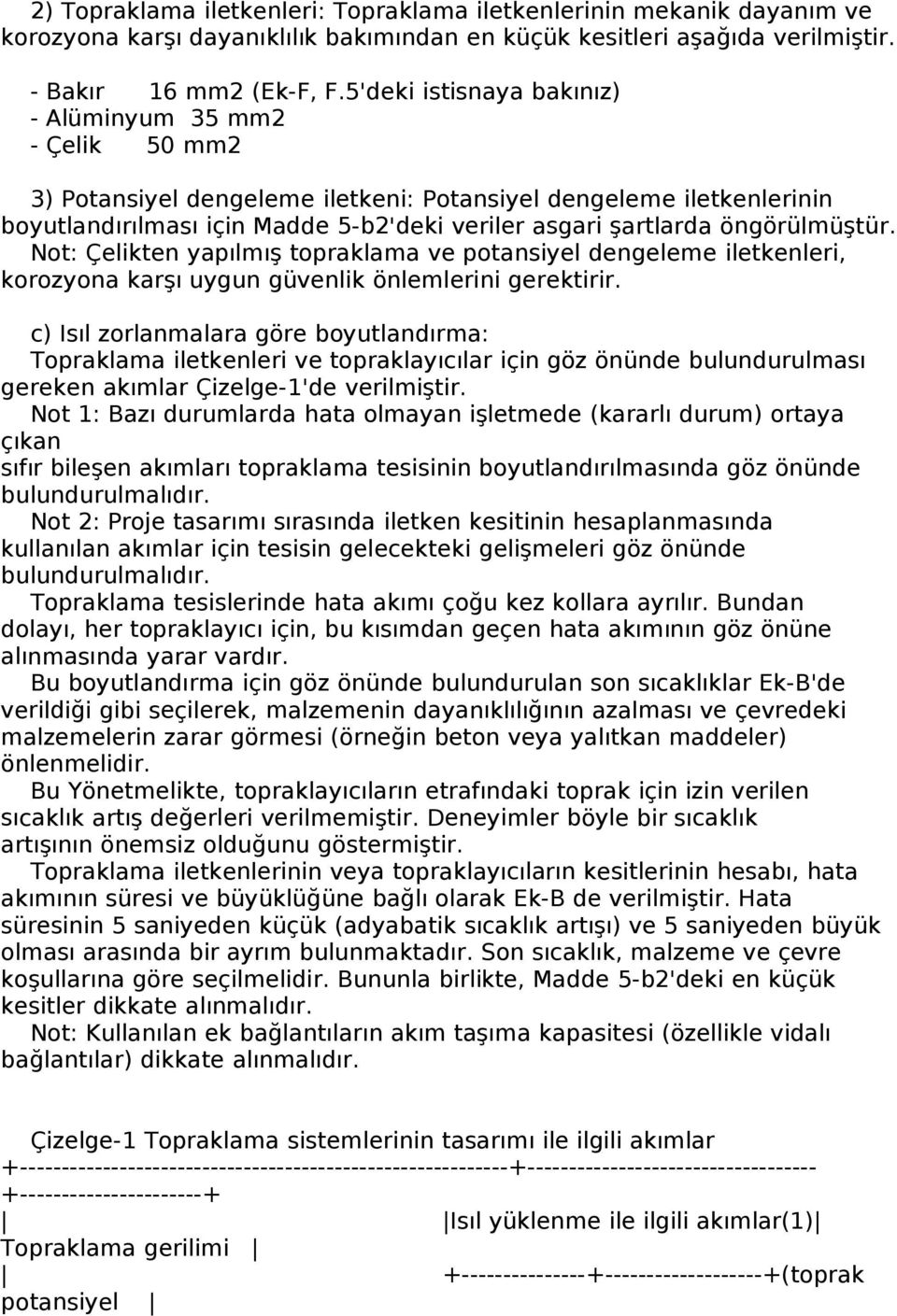 öngörülmüştür. Not: Çelikten yapılmış topraklama ve potansiyel dengeleme iletkenleri, korozyona karşı uygun güvenlik önlemlerini gerektirir.