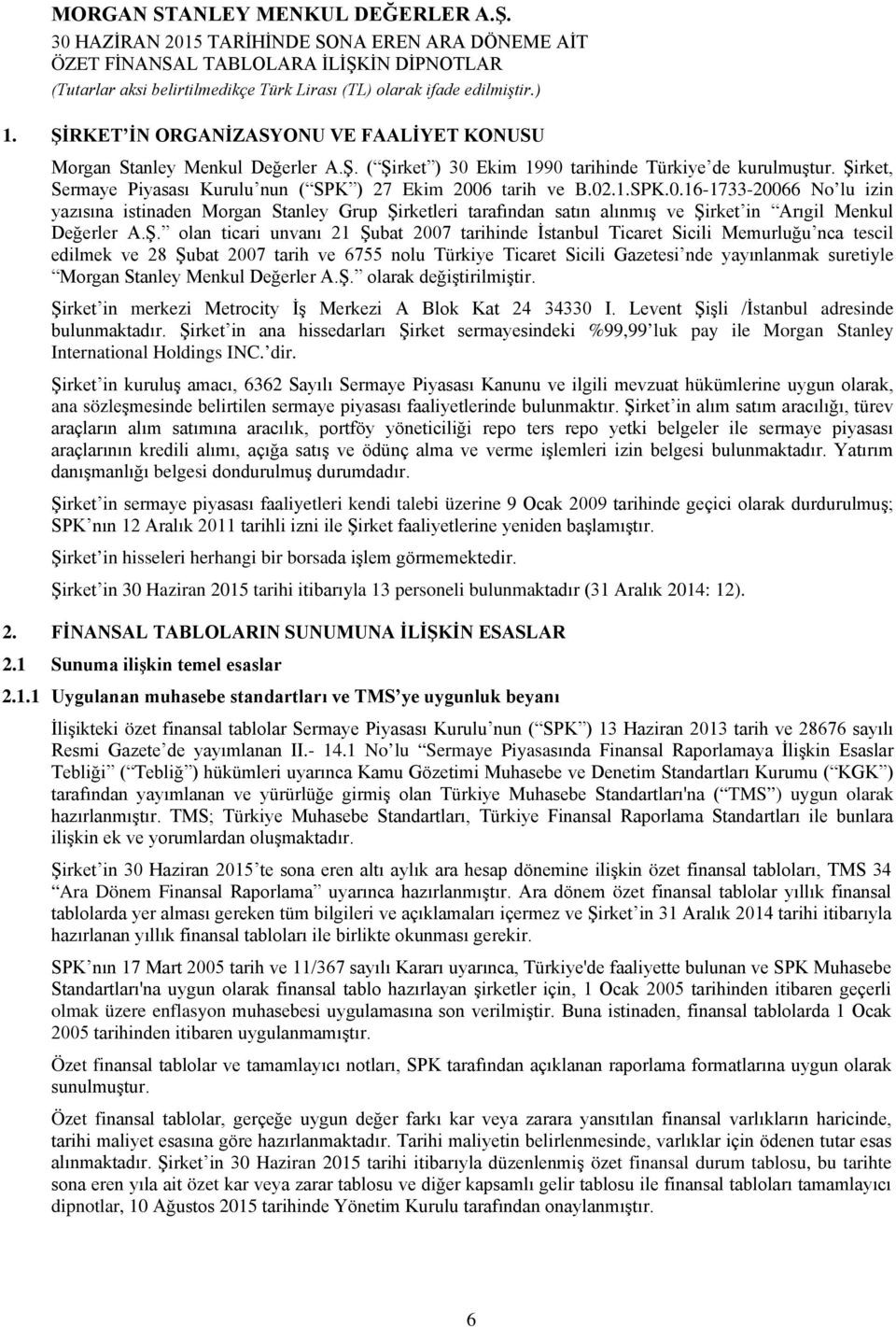 Ş. olan ticari unvanı 21 Şubat 2007 tarihinde İstanbul Ticaret Sicili Memurluğu nca tescil edilmek ve 28 Şubat 2007 tarih ve 6755 nolu Türkiye Ticaret Sicili Gazetesi nde yayınlanmak suretiyle Morgan