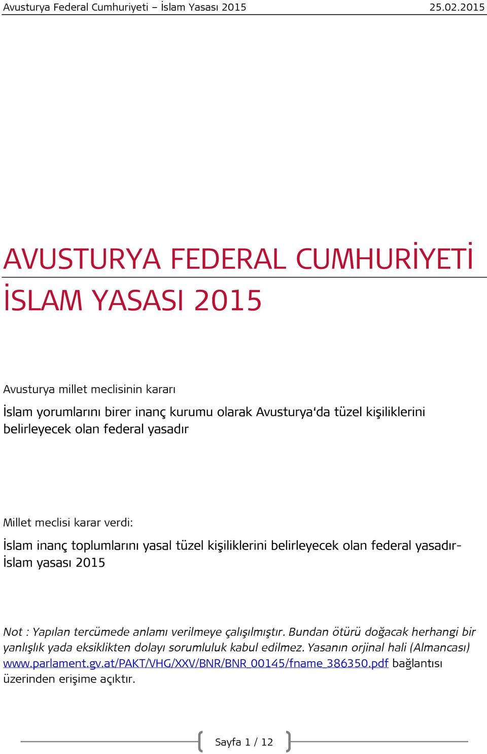 yasadır- İslam yasası 2015 Not : Yapılan tercümede anlamı verilmeye çalışılmıştır.