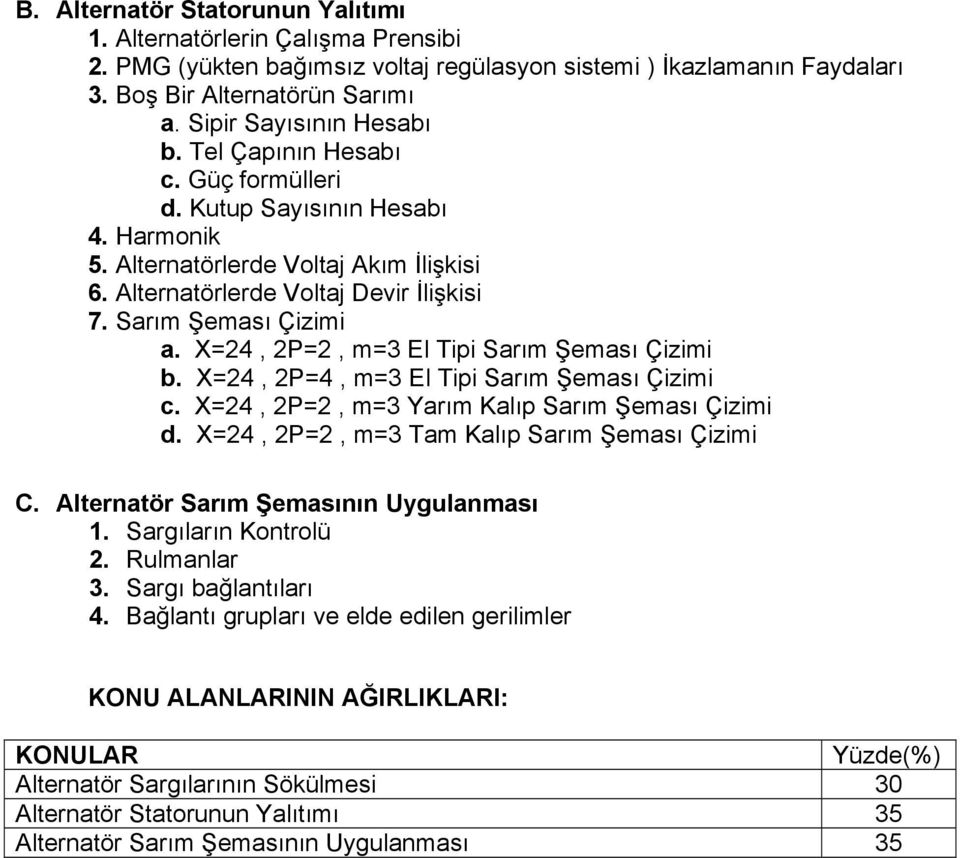 Sarım Şeması Çizimi a. X=24, 2P=2, m=3 El Tipi Sarım Şeması Çizimi b. X=24, 2P=4, m=3 El Tipi Sarım Şeması Çizimi c. X=24, 2P=2, m=3 Yarım Kalıp Sarım Şeması Çizimi d.