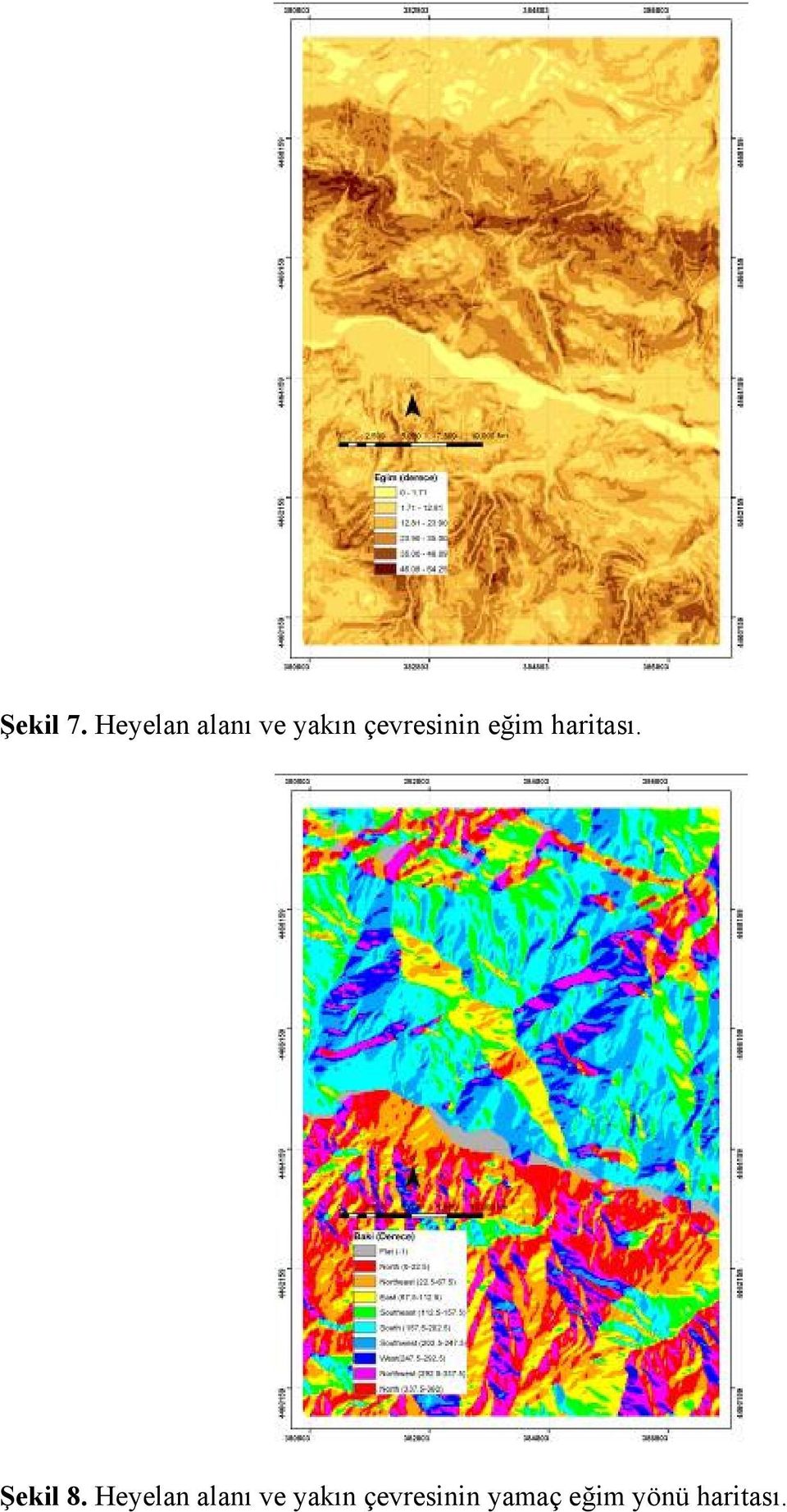 çevresinin eğim haritası.