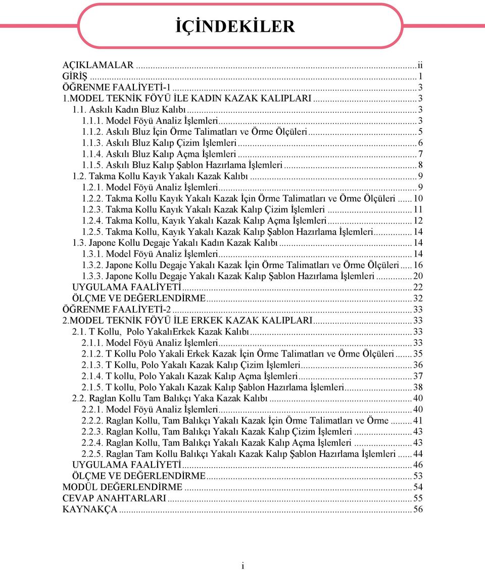 2. Takma Kollu Kayık Yakalı Kazak Kalıbı...9 1.2.1. Model Föyü Analiz İşlemleri...9 1.2.2. Takma Kollu Kayık Yakalı Kazak İçin Örme Talimatları ve Örme Ölçüleri...10 1.2.3.