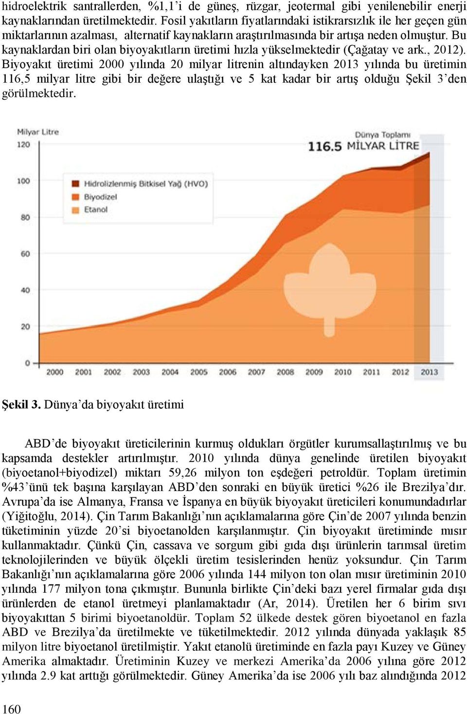 Bu kaynaklardan biri olan biyoyakıtların üretimi hızla yükselmektedir (Çağatay ve ark., 2012).