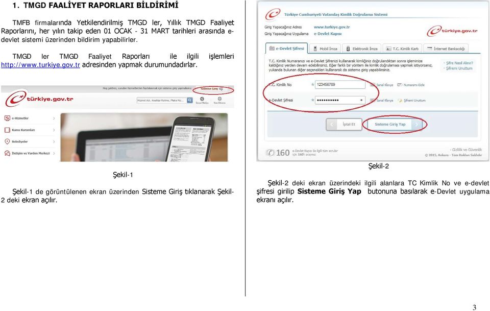 tr adresinden yapmak durumundadırlar. Şekil-1 Şekil-1 de görüntülenen ekran üzerinden Sisteme Giriş tıklanarak Şekil- 2 deki ekran açılır.