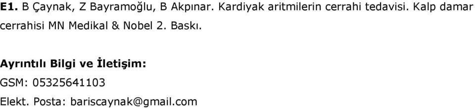 Kalp damar cerrahisi MN Medikal & Nobel 2. Baskı.