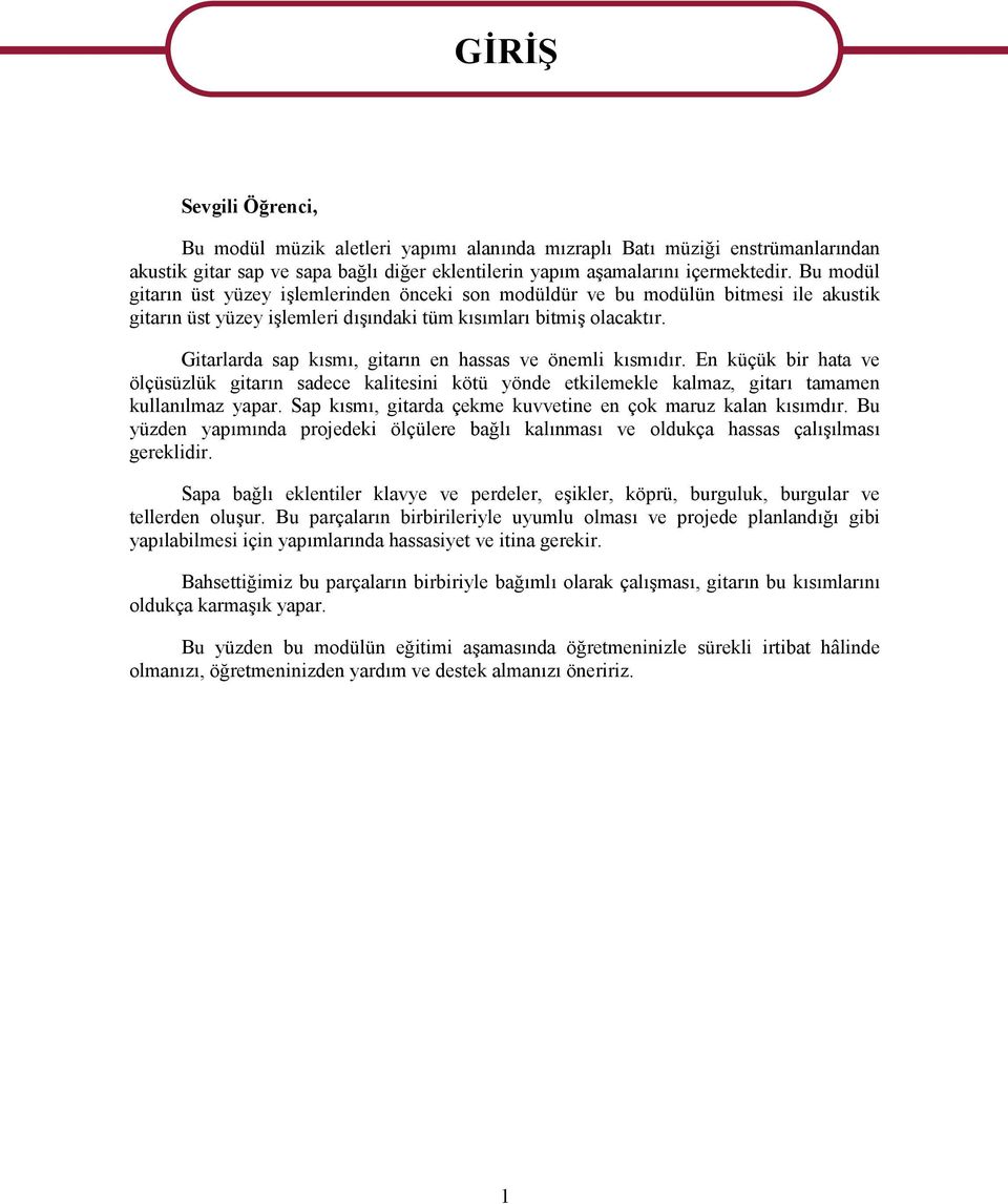 Gitarlarda sap kısmı, gitarın en hassas ve önemli kısmıdır. En küçük bir hata ve ölçüsüzlük gitarın sadece kalitesini kötü yönde etkilemekle kalmaz, gitarı tamamen kullanılmaz yapar.