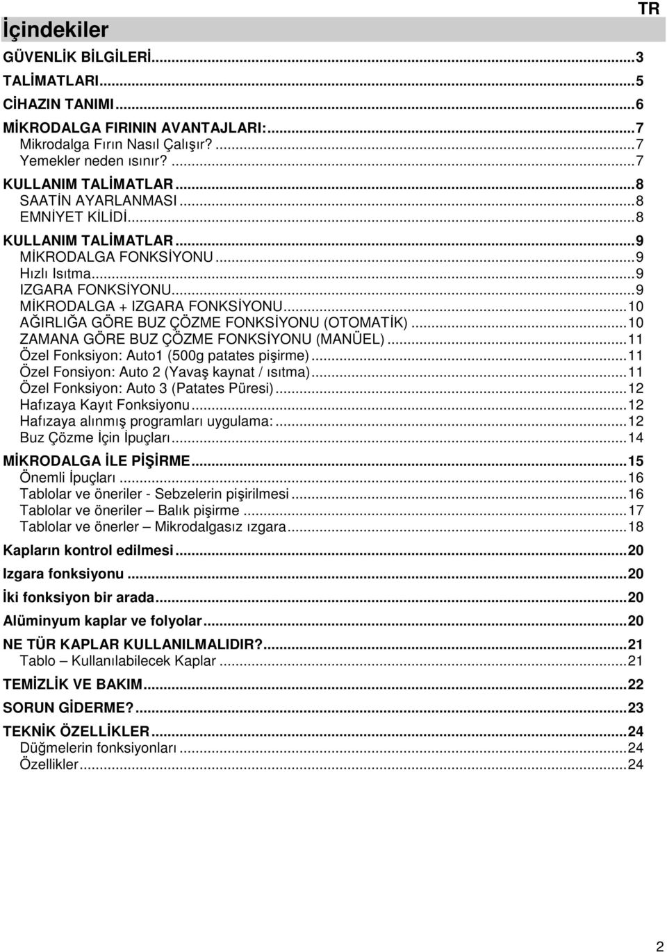 .. 10 AĞIRLIĞA GÖRE BUZ ÇÖZME FONKSİYONU (OTOMATİK)... 10 ZAMANA GÖRE BUZ ÇÖZME FONKSİYONU (MANÜEL)... 11 Özel Fonksiyon: Auto1 (500g patates pişirme).