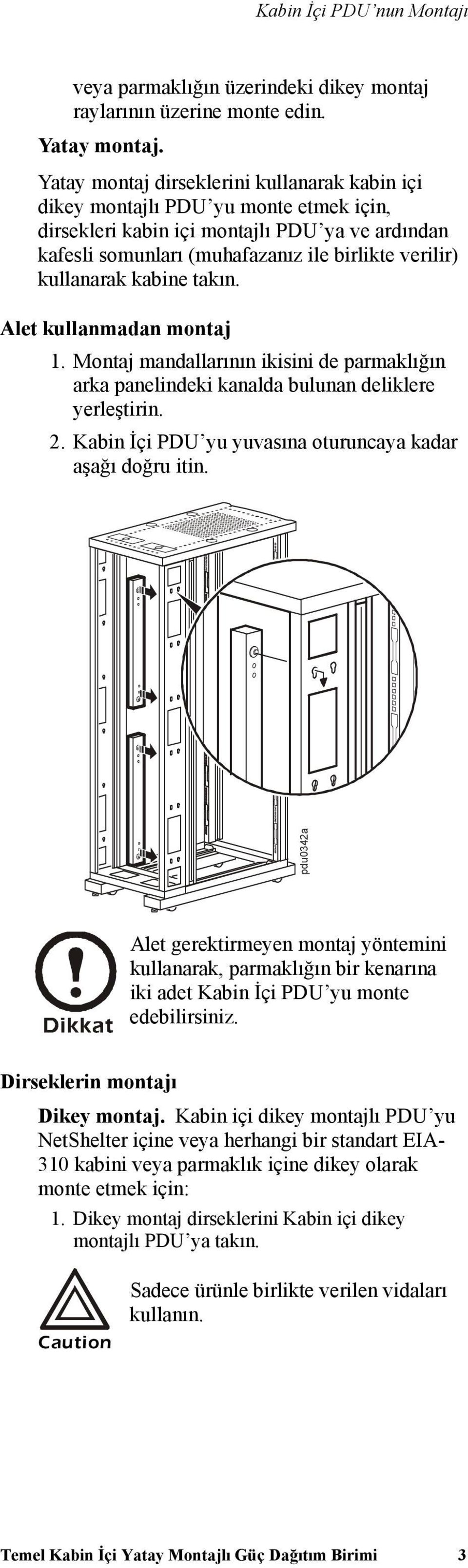 kabine takın. Alet kullanmadan montaj 1. Montaj mandallarının ikisini de parmaklığın arka panelindeki kanalda bulunan deliklere yerleştirin. 2.