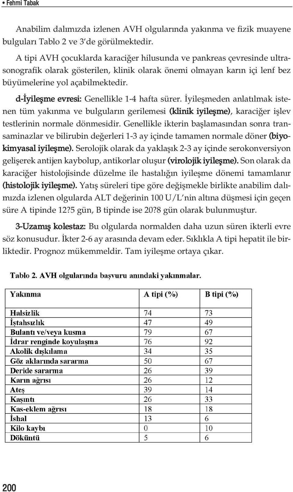 d- yileflme evresi: Genellikle 1-4 hafta sürer. yileflmeden anlat lmak istenen tüm yak nma ve bulgular n gerilemesi (klinik iyileflme), karaci er ifllev testlerinin normale dönmesidir.