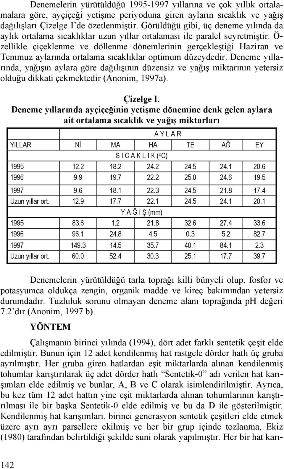 Ö- zellikle çiçeklenme ve döllenme dönemlerinin gerçekleştiği Haziran ve Temmuz aylarında ortalama sıcaklıklar optimum düzeydedir.