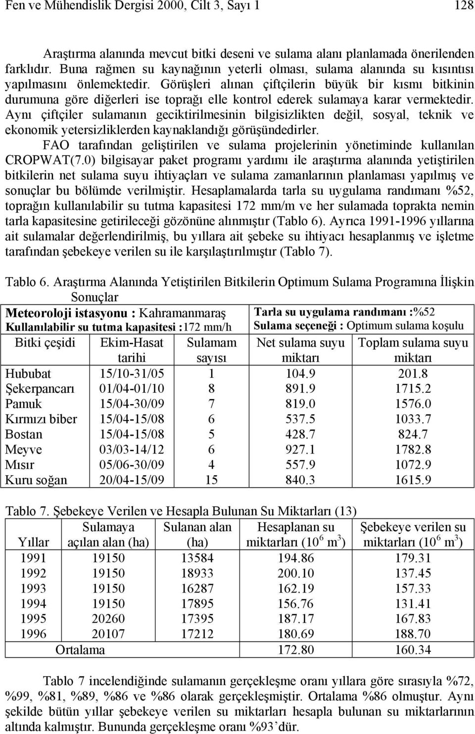 Görüşleri alınan çiftçilerin büyük bir kısmı bitkinin durumuna göre diğerleri ise toprağı elle kontrol ederek sulamaya karar vermektedir.