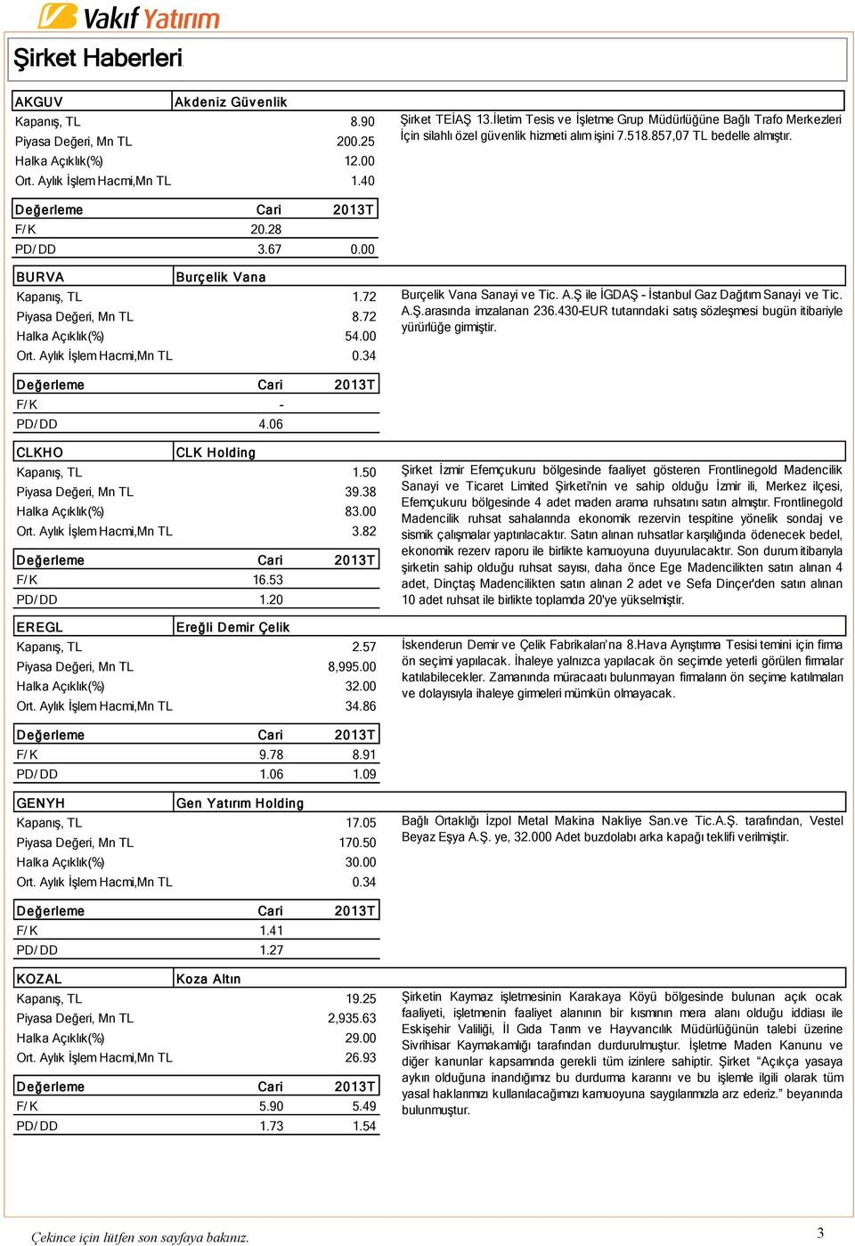 00 BURVA Burç elik Vana Kapanış, TL 1.72 Piyasa Değeri, Mn TL 8.72 Halka Açıklık(%) 54.00 Ort. Aylık İşlem Hacmi,Mn TL 0.34 Burçelik Vana Sanayi ve Tic. A.Ş ile İGDAŞ - İstanbul Gaz Dağıtım Sanayi ve Tic.