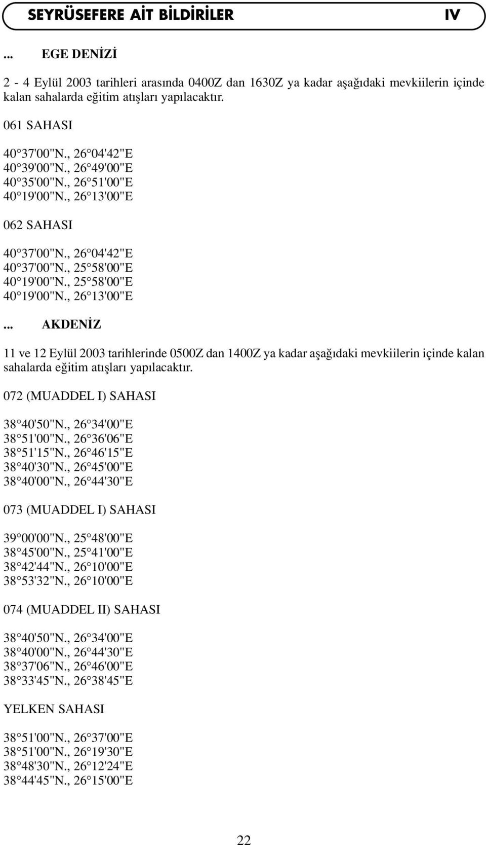 062 SAHASI 40 37'00"N., 26 04'42"E 40 37'00"N., 25 58'00"E 40 19'00"N., 25 58'00"E 40 19'00"N., 26 13'00"E.