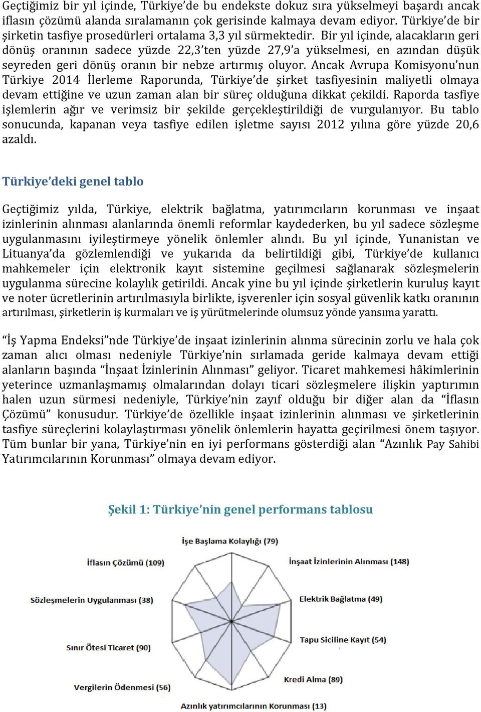 Bir yıl içinde, alacakların geri dönüş oranının sadece yüzde 22,3 ten yüzde 27,9 a yükselmesi, en azından düşük seyreden geri dönüş oranın bir nebze artırmış oluyor.