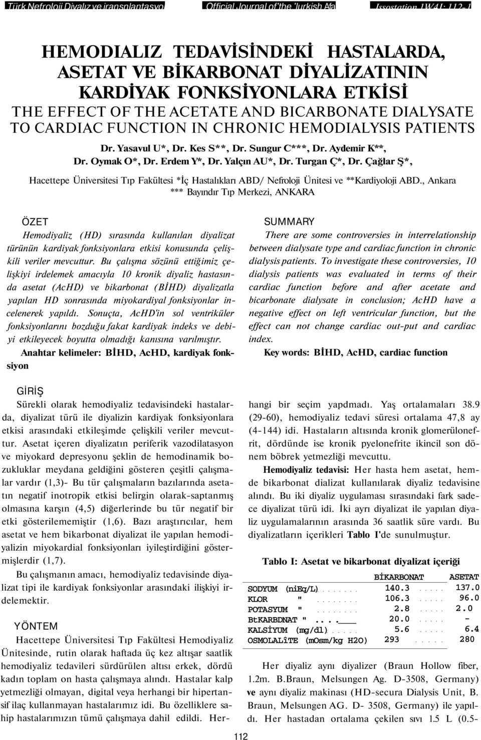 CHRONIC HEMODIALYI PATIENT Dr. Yasavul U*, Dr. Kes **, Dr. ungur C***, Dr. Aydemir K**, Dr. Oymak O*, Dr. Erdem Y*, Dr. Yalçın AU*, Dr. Turgan Ç*, Dr.