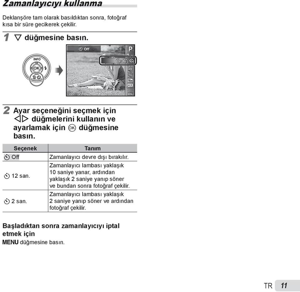 Y 2 san. Tanım Zamanlayıcı devre dışı bırakılır.