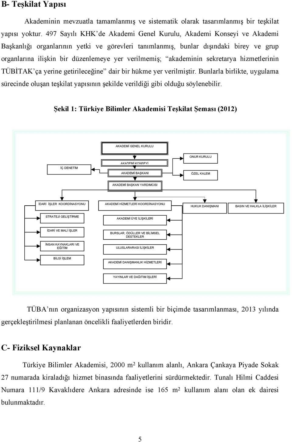 verilmemiş; akademinin sekretarya hizmetlerinin TÜBİTAK ça yerine getirileceğine dair bir hükme yer verilmiştir.