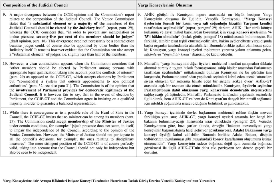 29), whereas the CCJE considers that, in order to prevent any manipulation or undue pressure, seventy-five per cent of the members should be judges (draft opinion, para. 18).