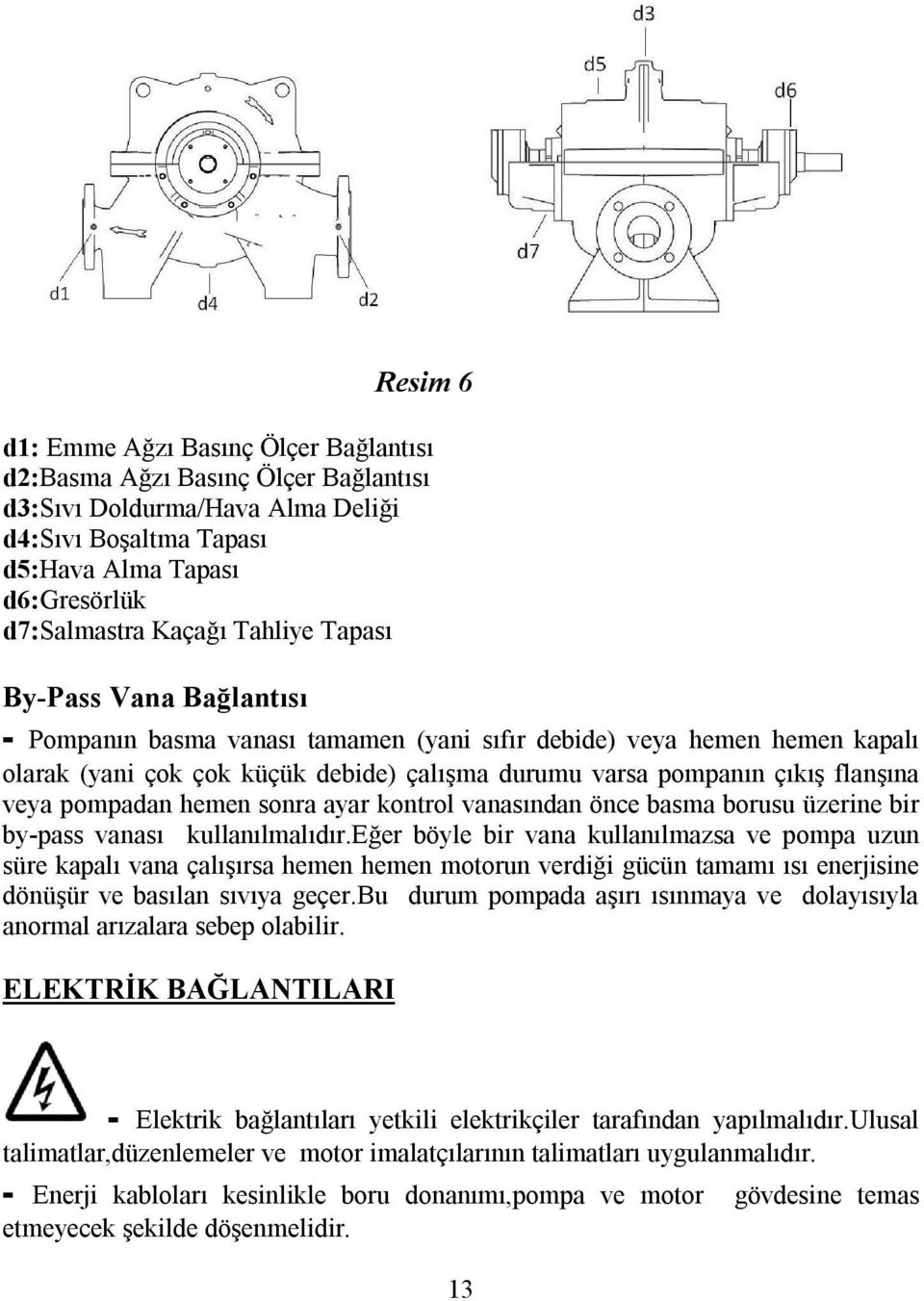 pompadan hemen sonra ayar kontrol vanasından önce basma borusu üzerine bir by-pass vanası kullanılmalıdır.