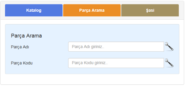 Parça Arama Fonksiyonu nasıl kullanılır? Açılış sayfasında direk olarak karşınıza Parça Arama Butonu çıkmaktadır. Parça Adına İstediğiniz ürün ve markayı aratabilirsiniz.