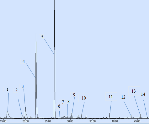 EK 4 Uçucu aroma bileşenlerine ait kromatogram örneği (Aydınlık, teneke-12.