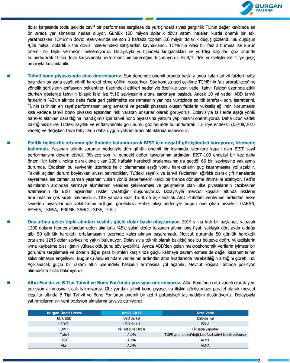 Bu düşüşün 4,38 milyar dolarlık kısmı döviz ihalelerindeki satışlardan kaynaklandı. TCMB nin olası bir faiz artırımına ise kurun önemli bir tepki vermesini beklemiyoruz.