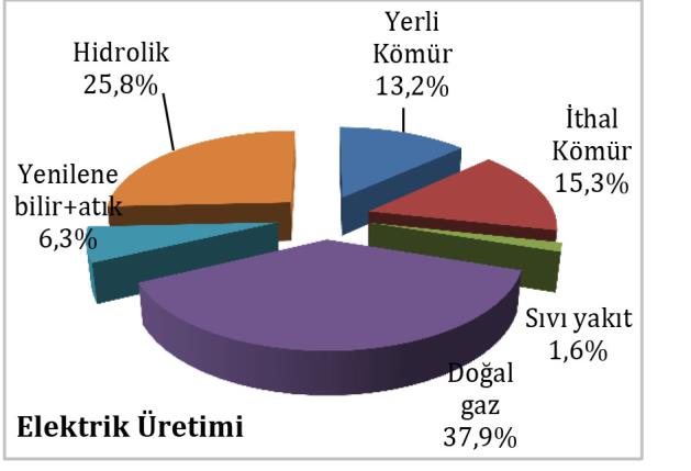 428 MW (% 12,9) ve ithal kömüre dayalı kurulu güç ise 6.064 MW (% 8,3) şeklindedir (Şekil 5.37).