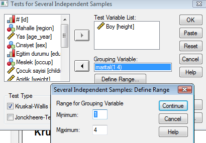 ANOVA yapıldığında da varyansların homojen dağılmadığı görülmektedir: Test of Homogeneity of Variances Boy Levene Statistic df1 df2 Sig. 4,852 3 392,003 3.