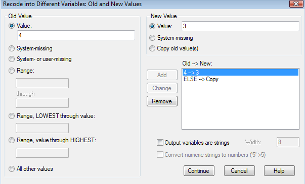 Transform>Recode into Different Variables> [ medeni değiģkenini Numeric Variable alanına geçirelim.