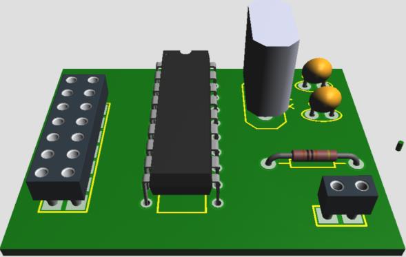 Şekil 11: PIC16F628A ile LCD kullanımı devresi 3D Visulalizer ortamı BİR PCB KILIFIN PİN (PAD) DELİKLERİNİ GENİŞLETME Pratikte elektronik bir kart tasarlarken bir çok baskı devre çizim programında