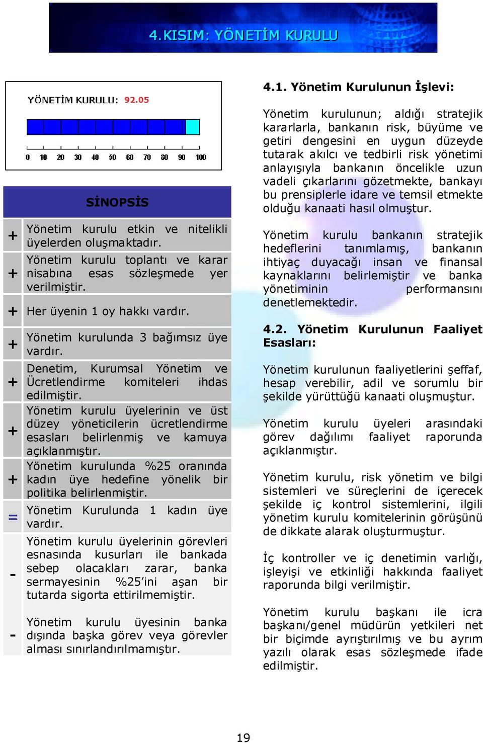 Yönetim kurulu üyelerinin ve üst düzey yöneticilerin ücretlendirme esasları belirlenmiş ve kamuya açıklanmıştır. Yönetim kurulunda %25 oranında kadın üye hedefine yönelik bir politika belirlenmiştir.