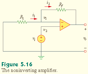 5.5 Faz Çevirmeyen (Pozitif Kazançlı) Kuvvetlendirici Op-amp ın diğer önemli uygulaması, Şekil 5.16 da gösterilen faz çevirmeyen kuvvetlendiricidir.