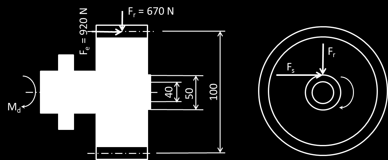 f) Problem 9: ġekilde görüldüğü gibi akma sınırı 450 N/mm 2 olan karbonlu çelikten imal edilmiģ zincir diģlisi, akma sınırı 550 N/mm 2 olan alaģımlı çelikten imal edilmiģ mil üzerine pres geçme