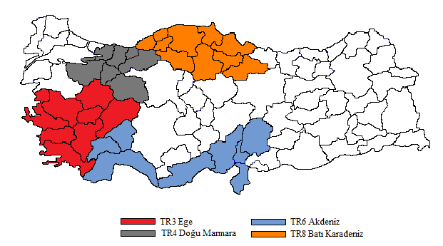 ġekil 1. Tarla ürünlerinde en fazla üretim payına sahip bölgeler Kaynak: Tablo 30 ġekil 2.