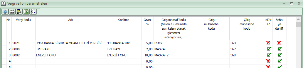 3- Programlarımızda, BSMV, TRT payı, Enerji fonu, Çevre temizlik vergisi vs. gibi vergilerin girişine olanak tanıyan düzenlemeler yapılmıştır.