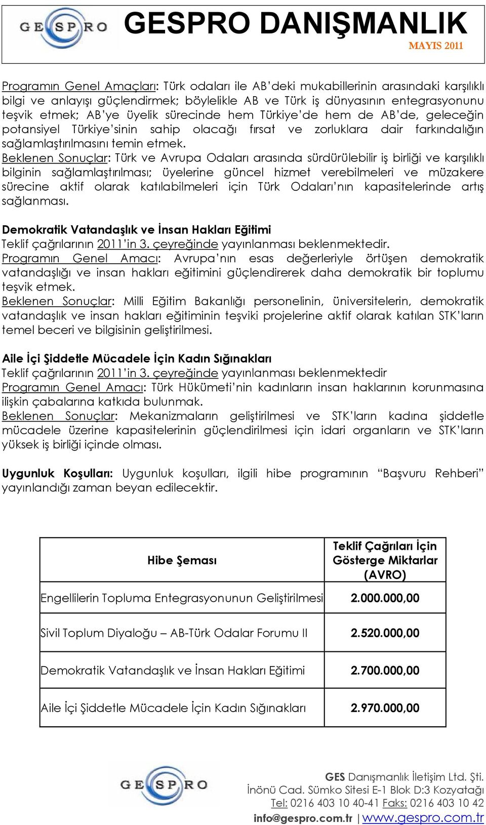 Beklenen Sonuçlar: Türk ve Avrupa Odaları arasında sürdürülebilir iş birliği ve karşılıklı bilginin sağlamlaştırılması; üyelerine güncel hizmet verebilmeleri ve müzakere sürecine aktif olarak