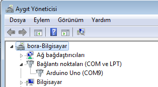 Arduino yu Bilgisayara Bağlama Arduino yu bilgisayarımıza usb kablosu aracılığıyla bağlarız.