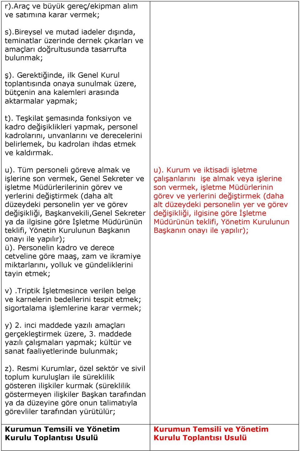 Teşkilat şemasında fonksiyon ve kadro değişiklikleri yapmak, personel kadrolarını, unvanlarını ve derecelerini belirlemek, bu kadroları ihdas etmek ve kaldırmak. u).