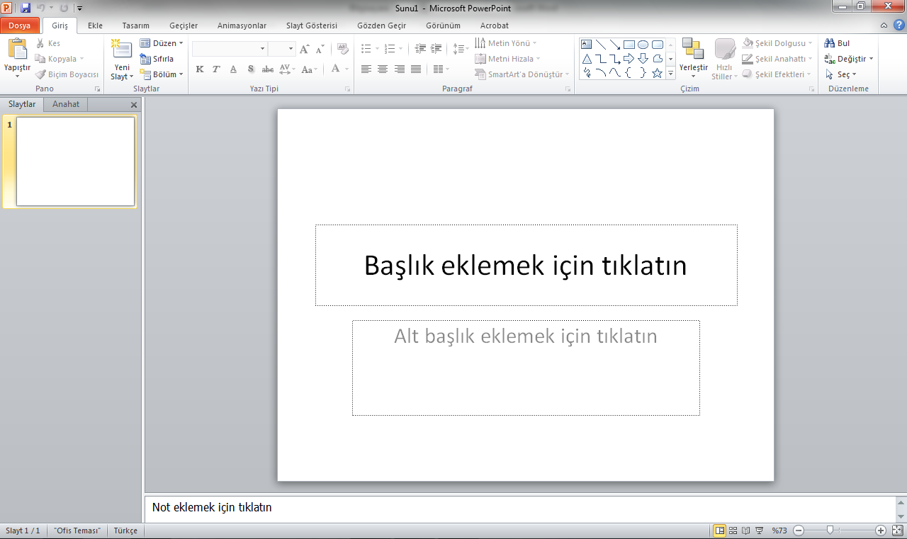 2. Microsoft Powerpoint MS PowerPoint in genel görünümü şekil 226 da görülmektedir. Şekil 1. PowerPoint Genel Görünümü MS PowerPoint ile farklı şekillerde sunumlar gerçekleştirilebilmektedir.