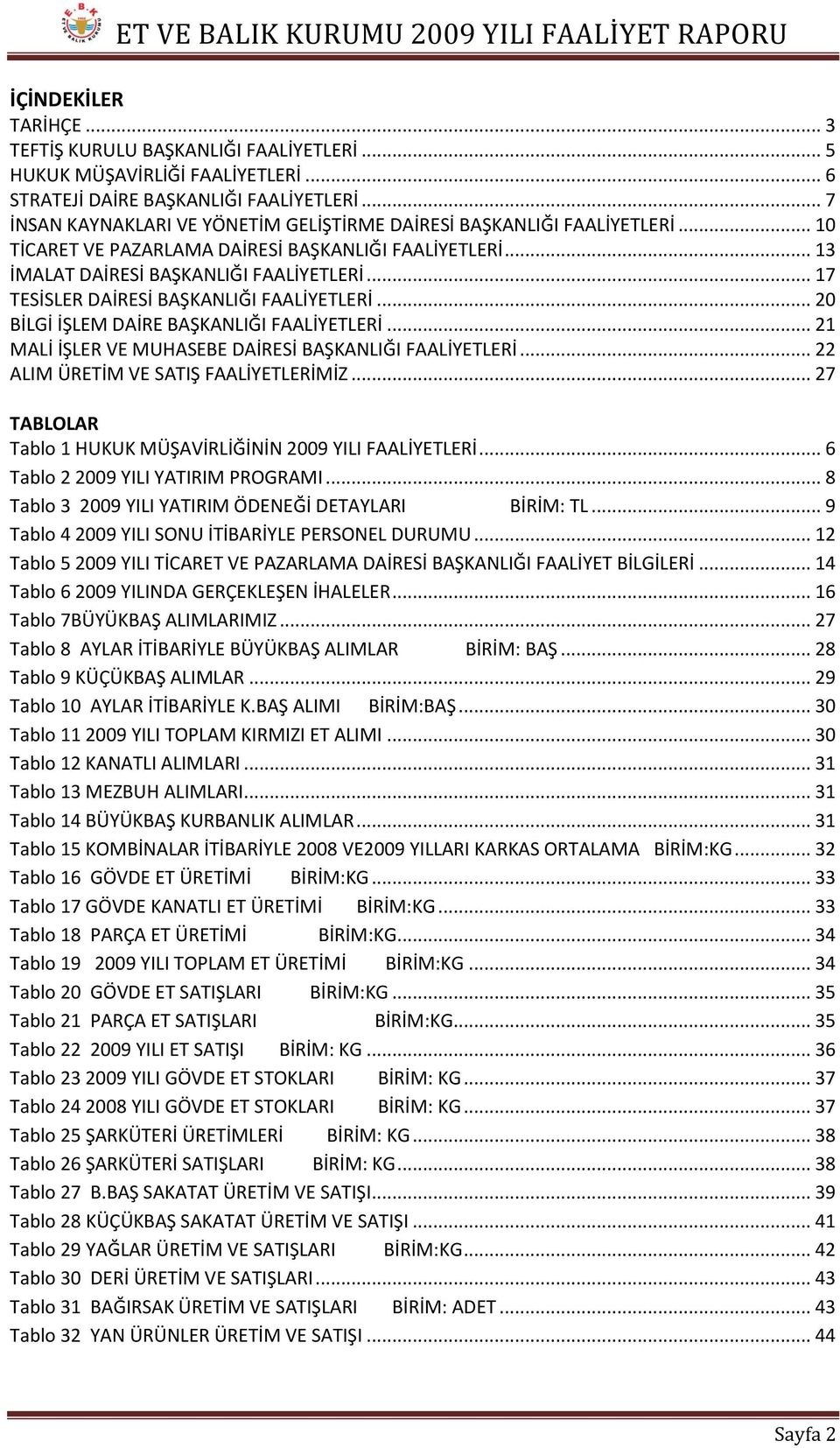 .. 17 TESİSLER DAİRESİ BAŞKANLIĞI FAALİYETLERİ... 20 BİLGİ İŞLEM DAİRE BAŞKANLIĞI FAALİYETLERİ... 21 MALİ İŞLER VE MUHASEBE DAİRESİ BAŞKANLIĞI FAALİYETLERİ... 22 ALIM ÜRETİM VE SATIŞ FAALİYETLERİMİZ.