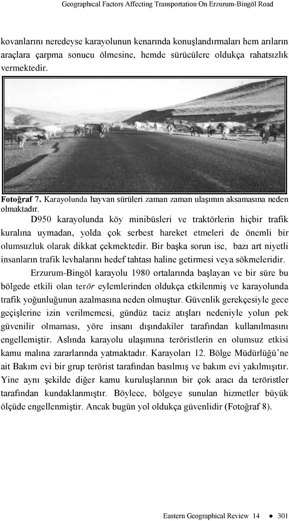 D950 karayolunda köy minibüsleri ve traktörlerin hiçbir trafik kuralına uymadan, yolda çok serbest hareket etmeleri de önemli bir olumsuzluk olarak dikkat çekmektedir.