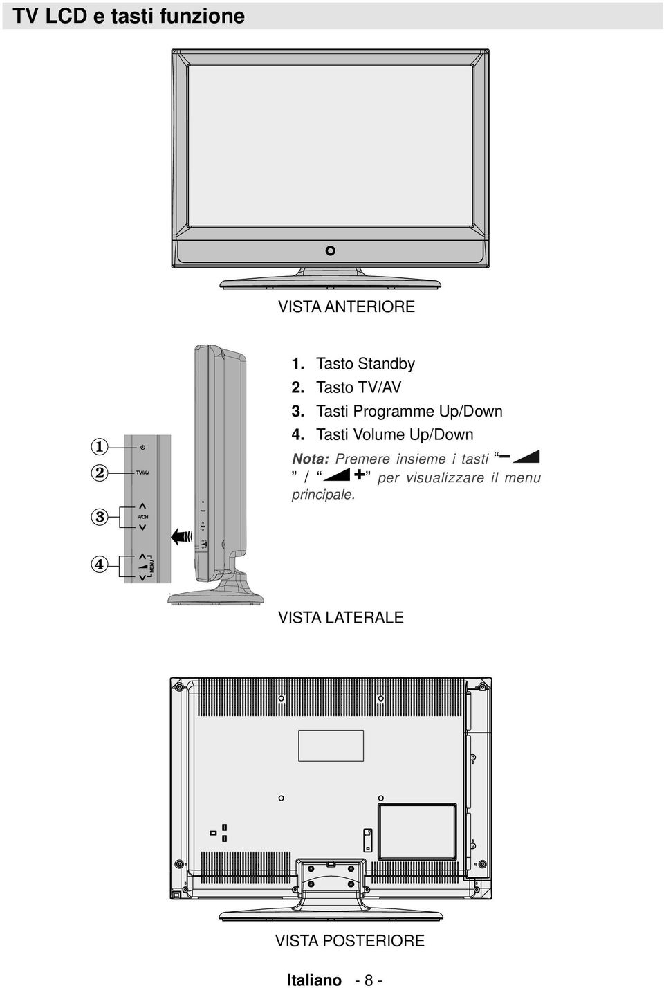 Tasti Volume Up/Down Nota: Premere insieme i tasti / per