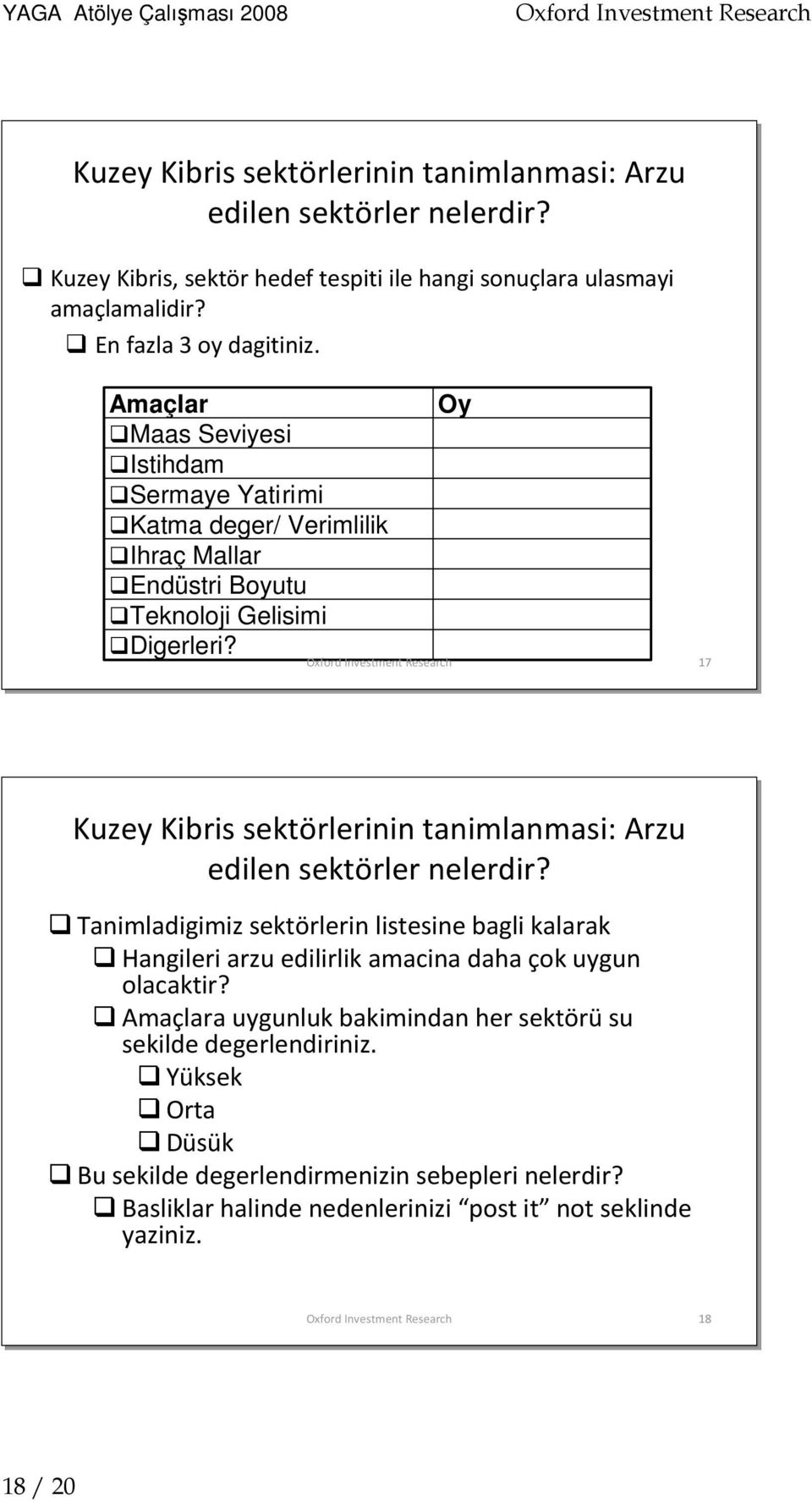 Oy 17 17 Kuzey Kibris sektörlerinin tanimlanmasi:arzu edilen sektörler nelerdir?