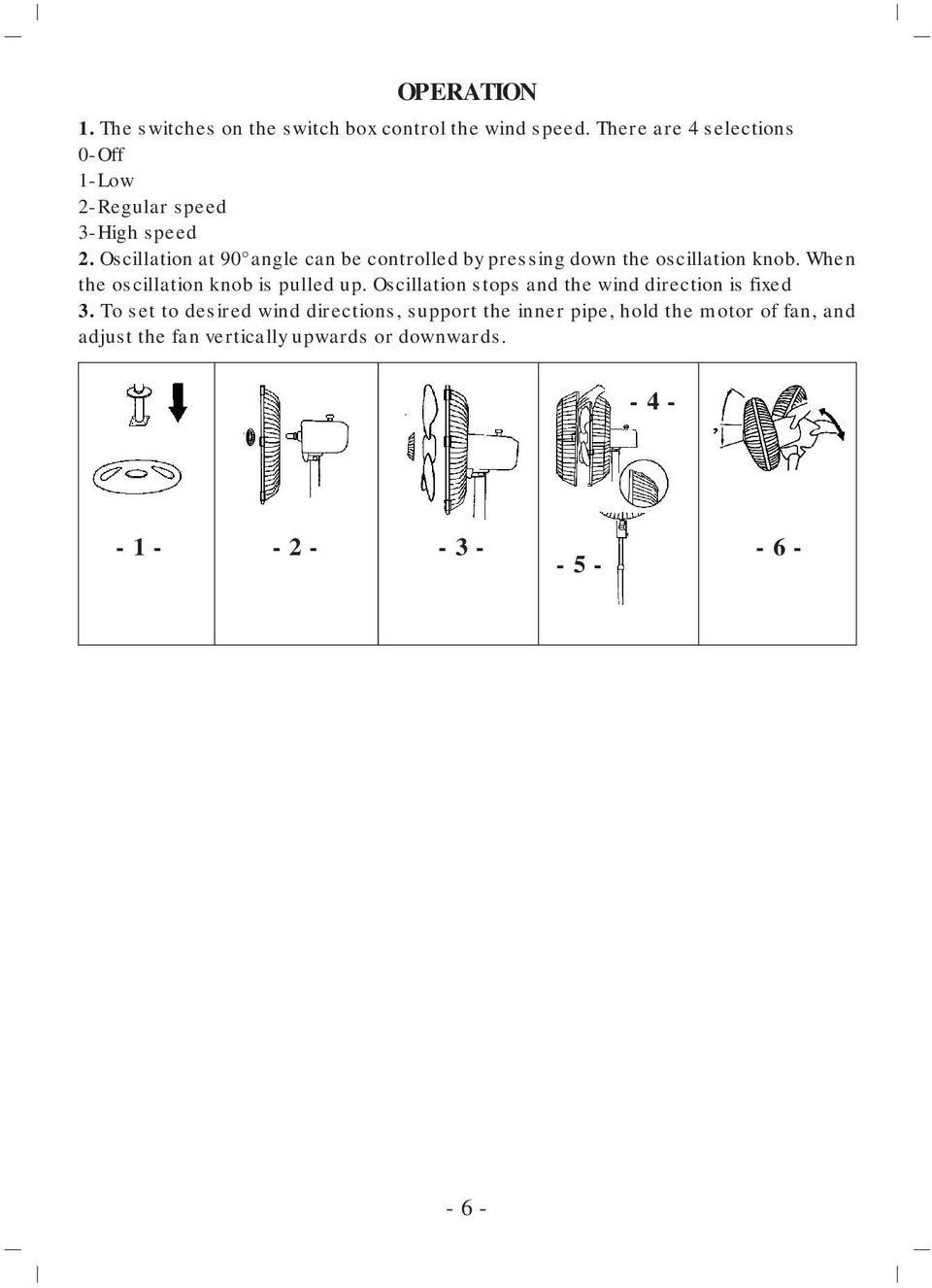 Oscillation at 90 angle can be controlled by pressing down the oscillation knob. When the oscillation knob is pulled up.